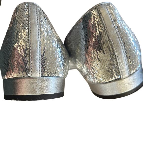 J.Crew Silver Sequin Pointed Toe Ballet Flats - Picture 5 of 7